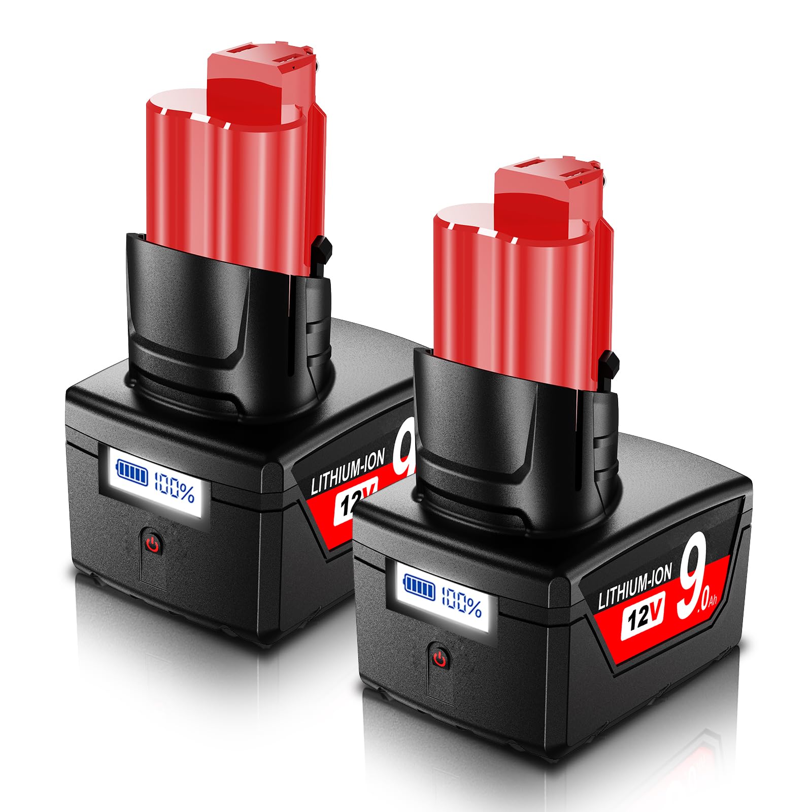 BATTOOL upgraded LCD display 12V battery with charge indicator for Milwaukee M12 tools