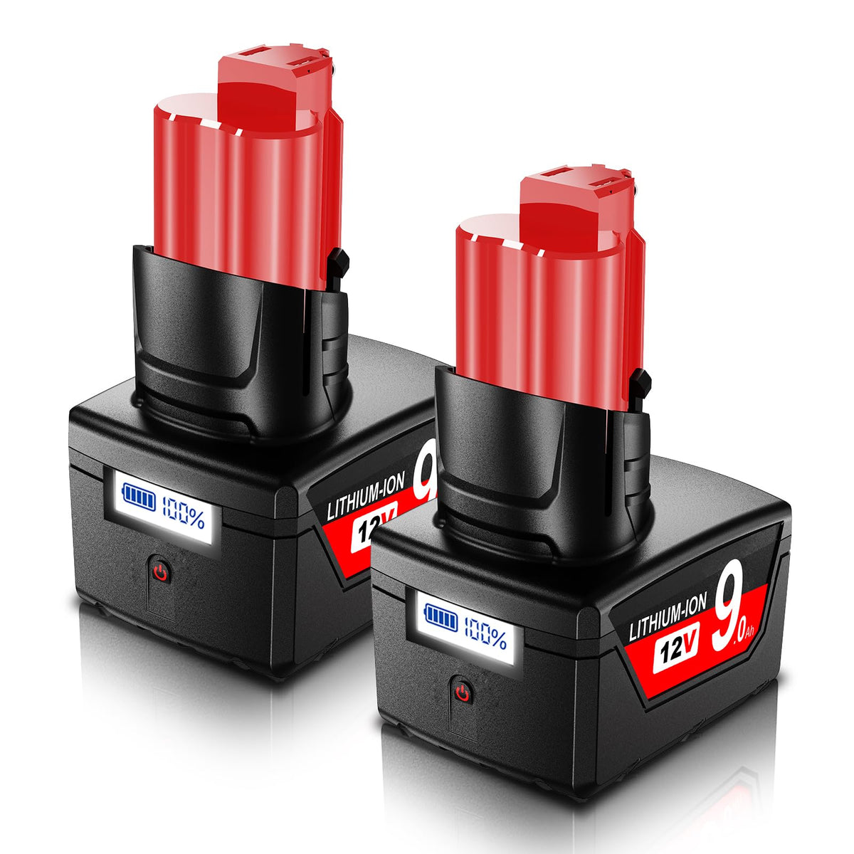 BATTOOL upgraded LCD display 12V battery with charge indicator for Milwaukee M12 tools