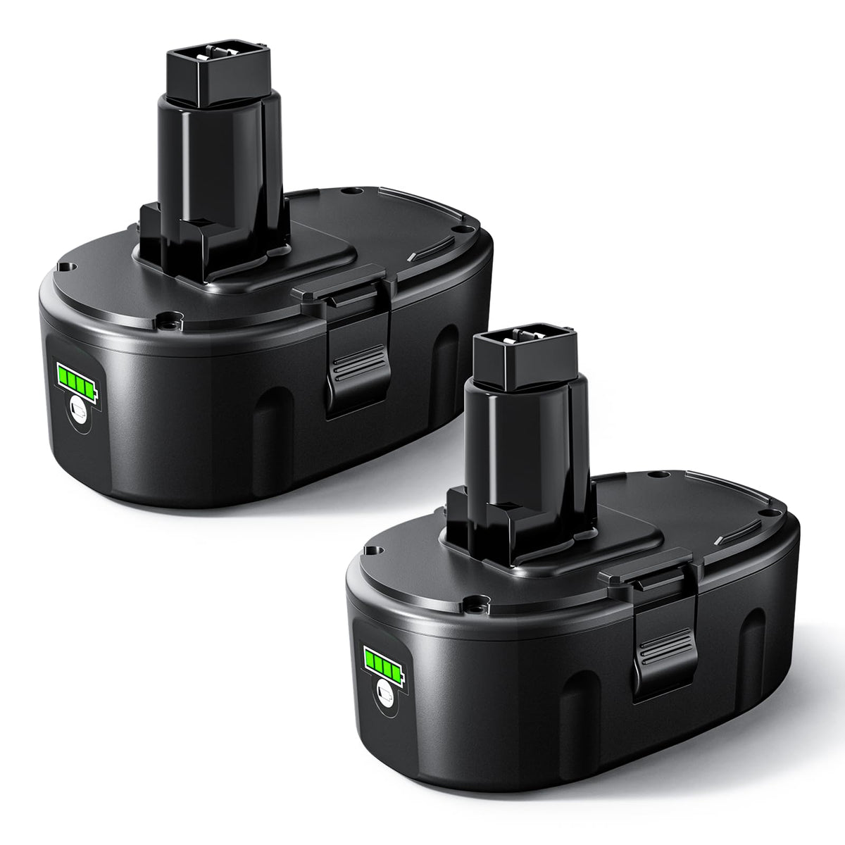 Battxita 18V battery DC9096 side view, reliable replacement power for Dewalt tools