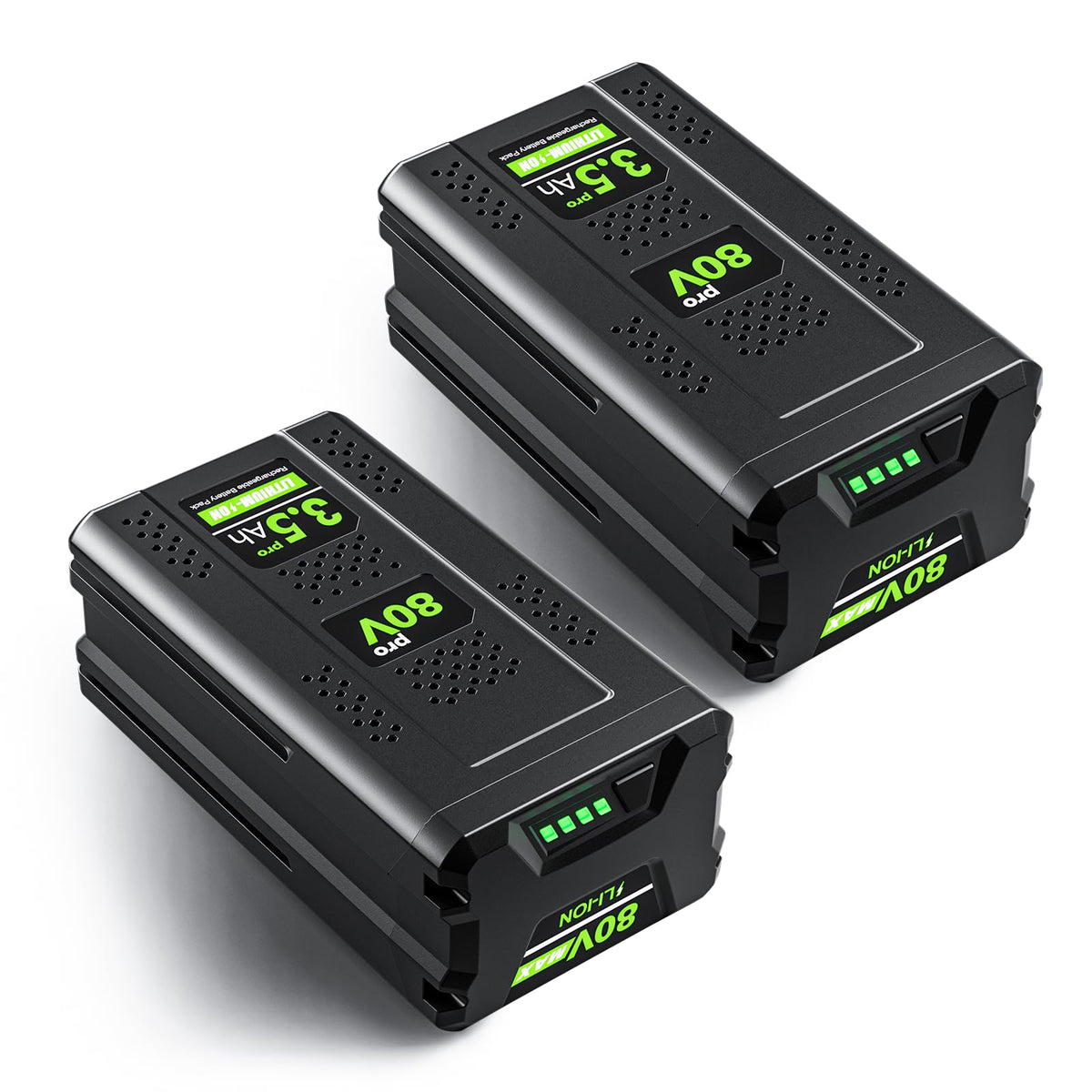 Battxita 2Pack 3500mAh battery on charger powering Greenworks tools