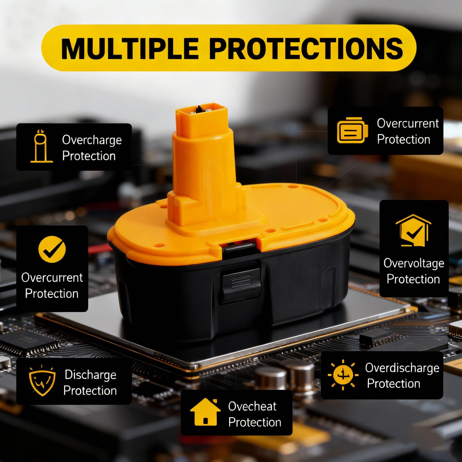 BATWAYPRO 18V battery protection circuit prevents overheating and short circuits