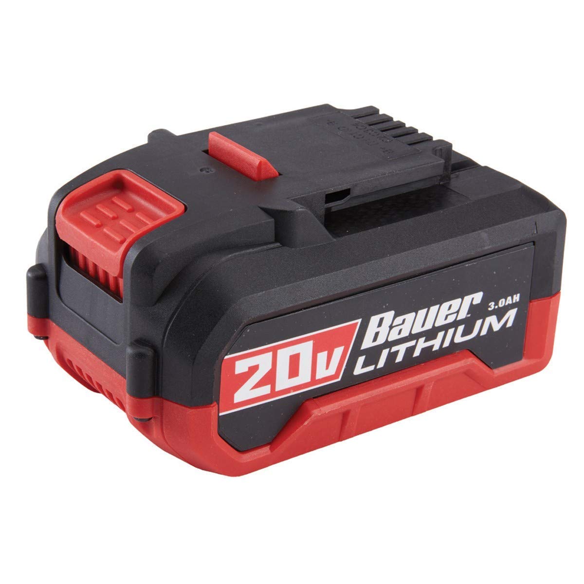 Bauer 20V HyperMax battery front view offering long-lasting power for cordless tools.