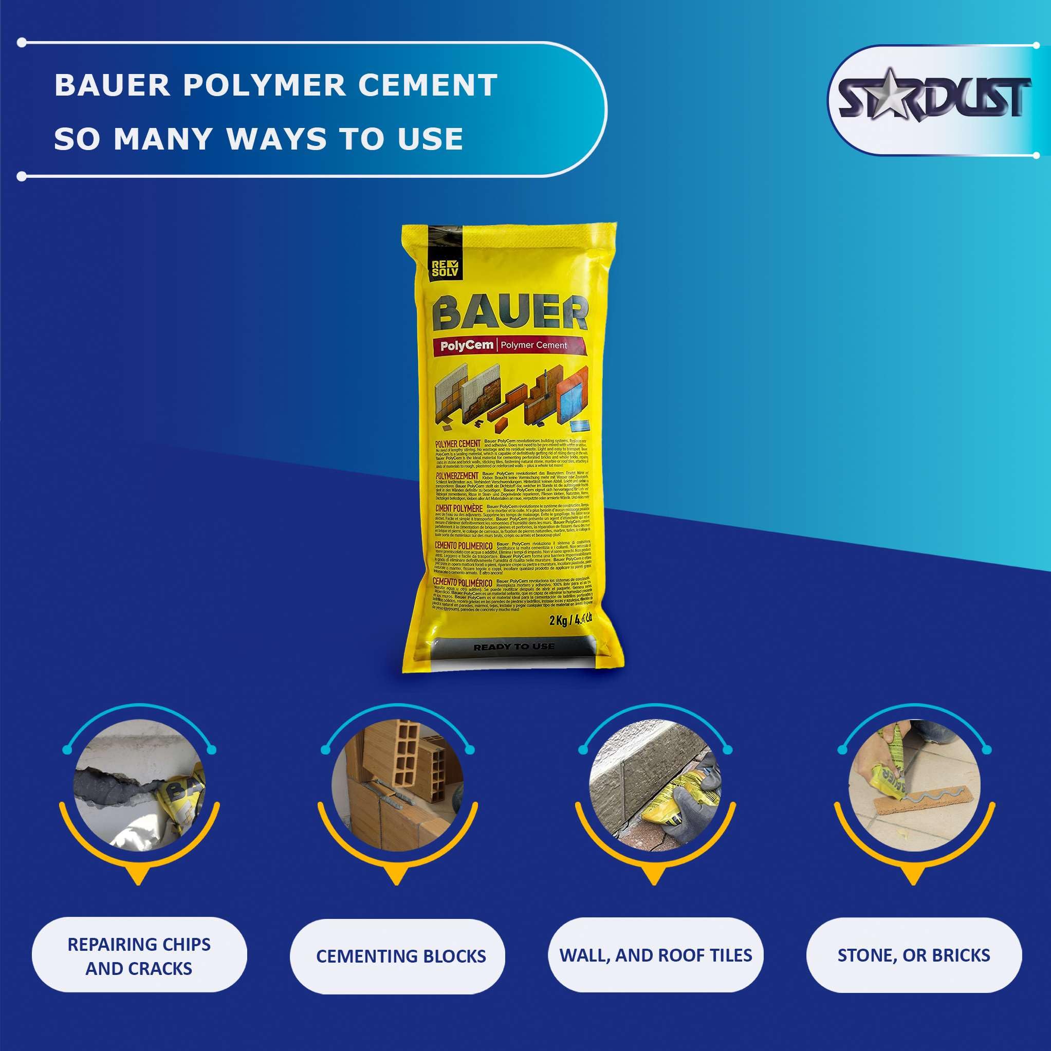 Bauer Instant Polymer Cement crack-repair on concrete surface.