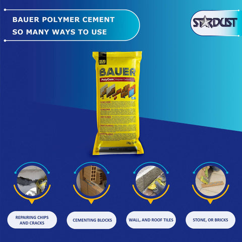 Bauer Instant Polymer Cement crack-repair on concrete surface.