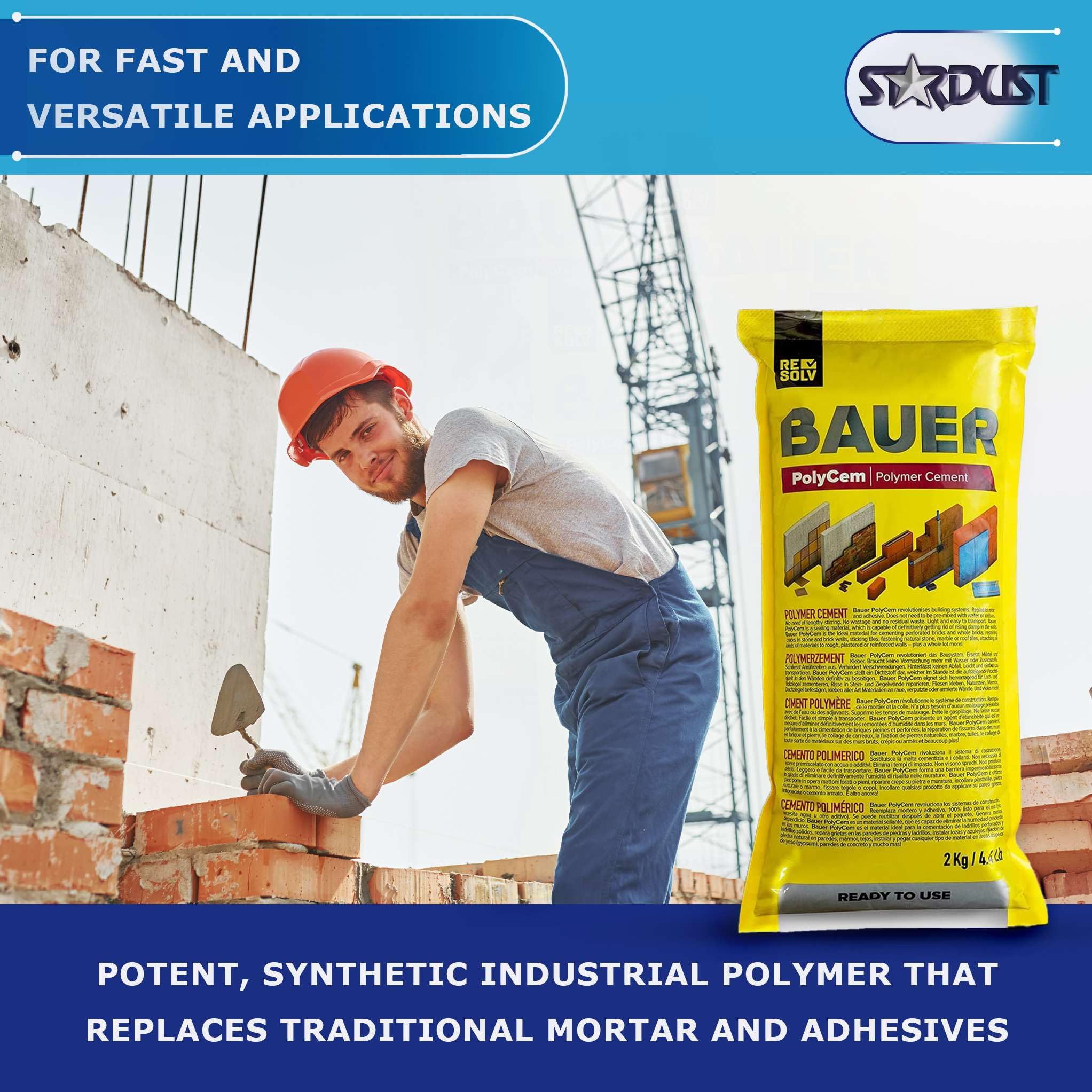 Bauer Instant Polymer Cement steps-and-walls repair for durable results.