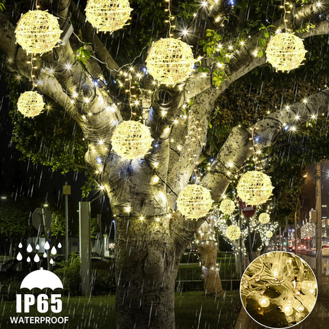 Baung 7.84-inch sphere bulbs provide bright, even coverage for patios and trees.