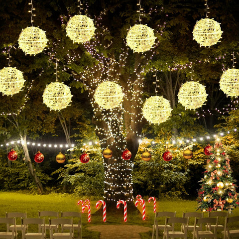 Baung outdoor globe lights 4-pack illuminate gardens with a festive, warm glow.