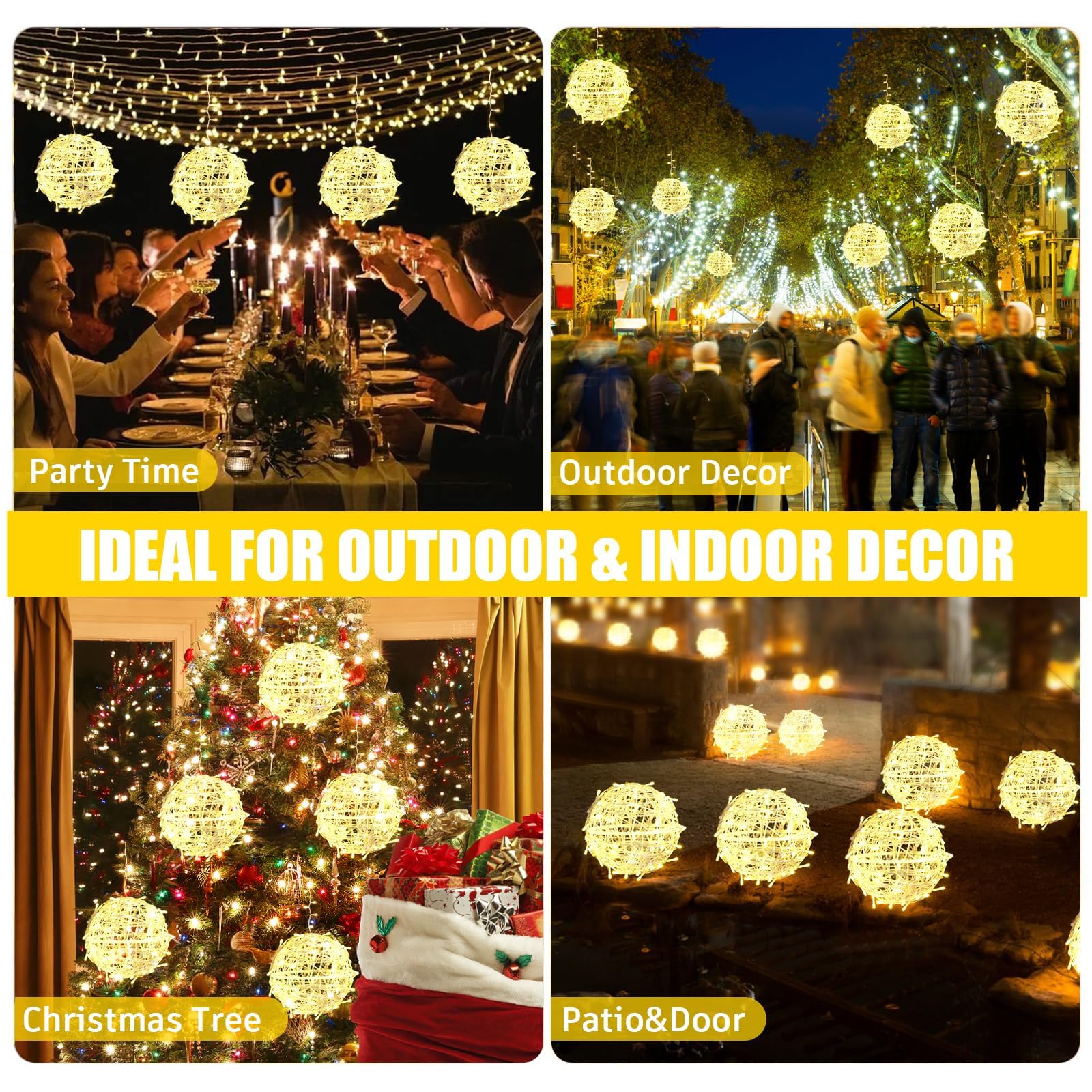 Baung warm-glow globe ambiance enhances porches, weddings, and garden parties.