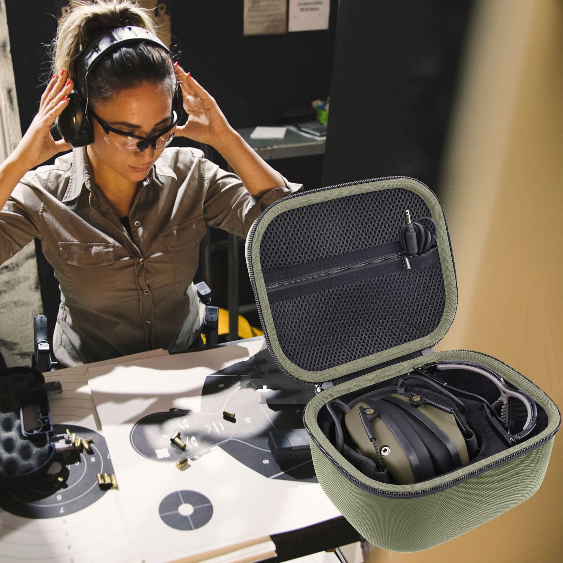 Baval storage case compact size fits in backpacks and range bags.