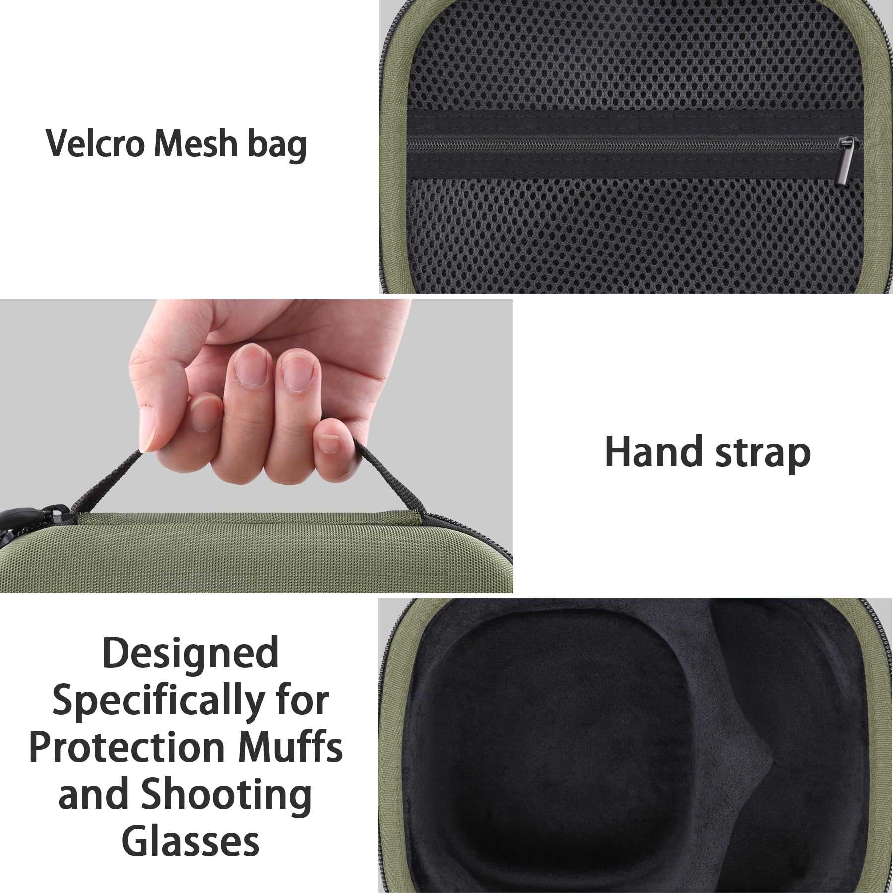 Baval storage case earmuff grooves secure protective earmuffs for quick access.