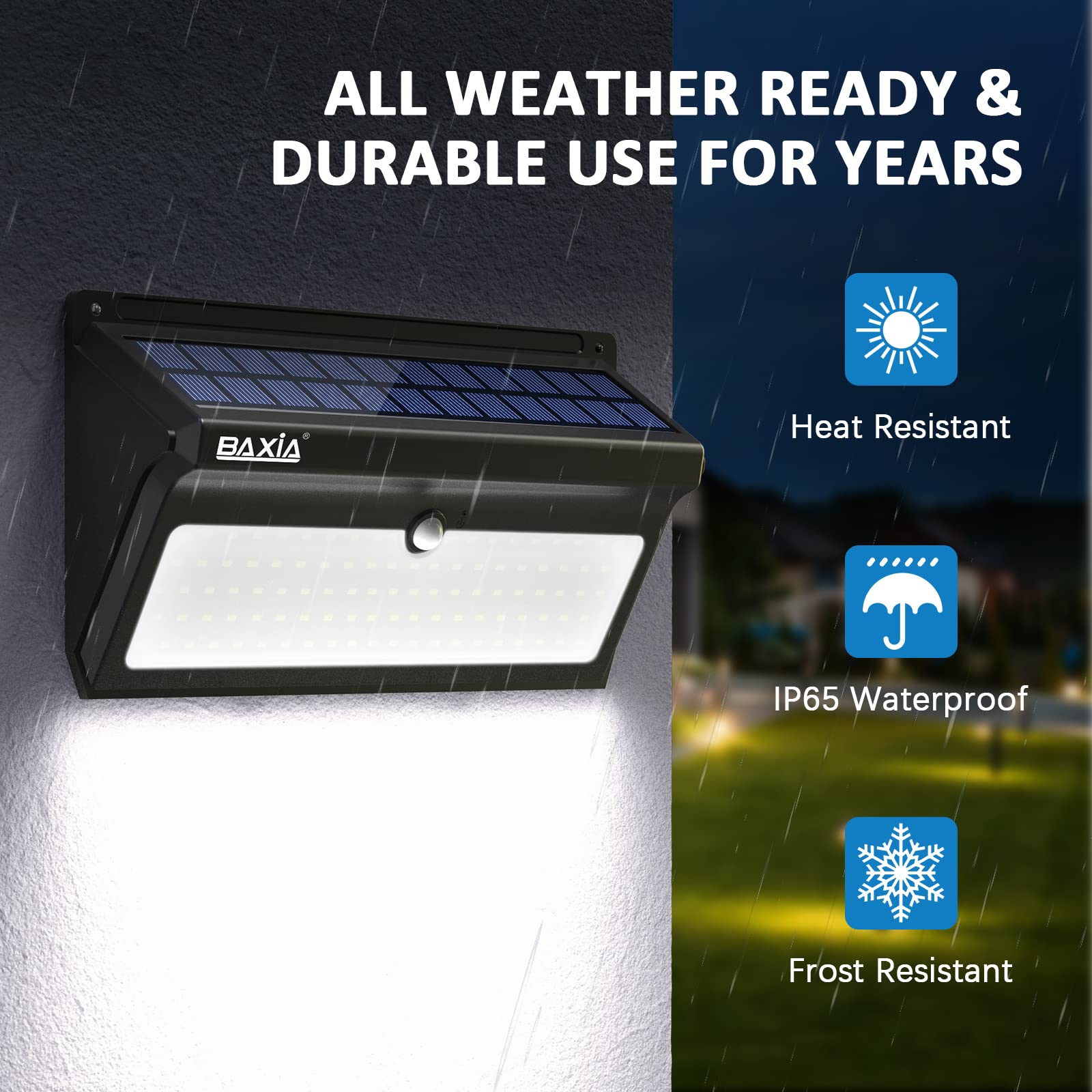 BAXIA Technology energy-saving solar lights reduce daytime electrical use.