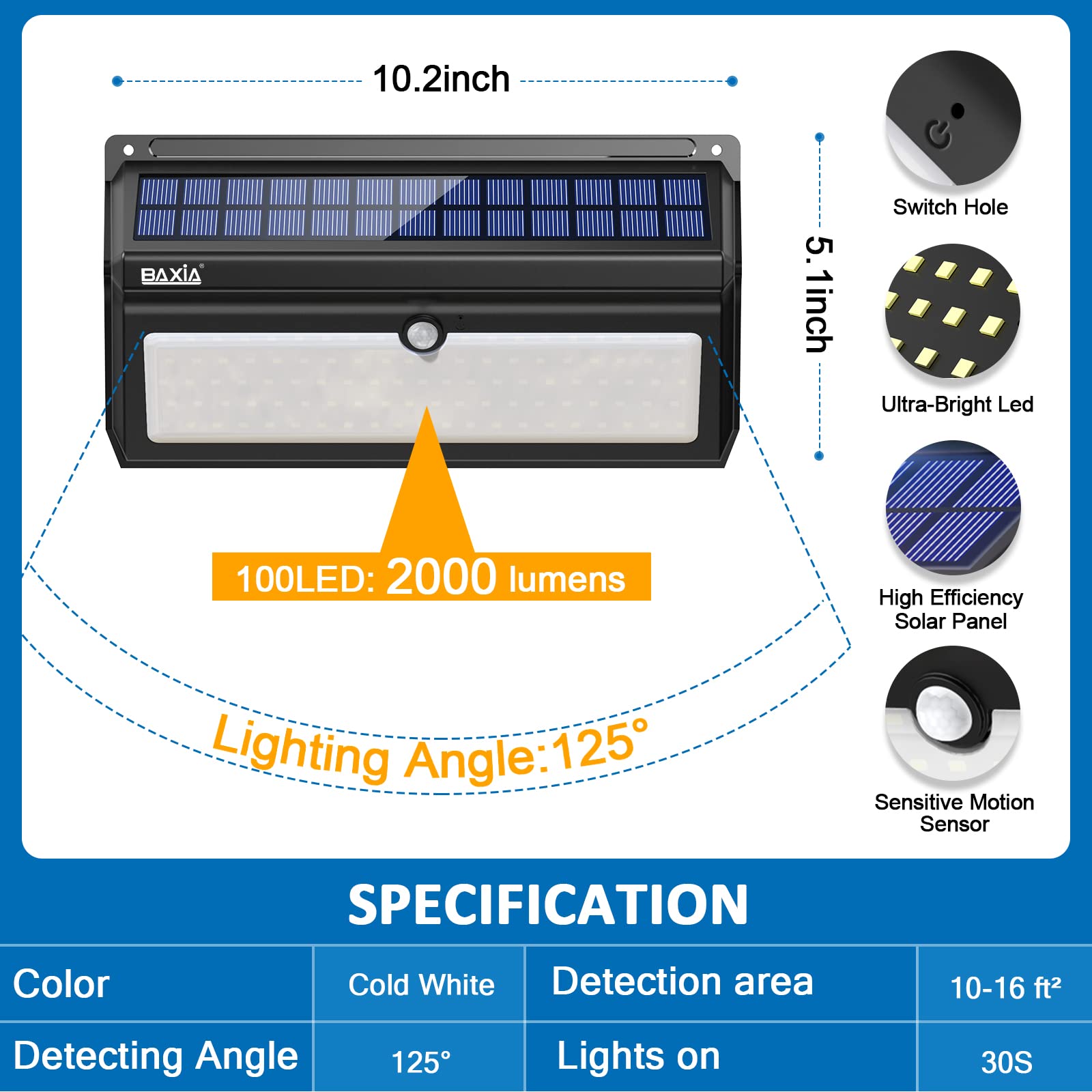 BAXIA Technology 2-pack suitable for porch, yard, and fence lighting.