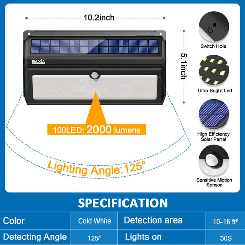 BAXIA Technology 2-pack suitable for porch, yard, and fence lighting.