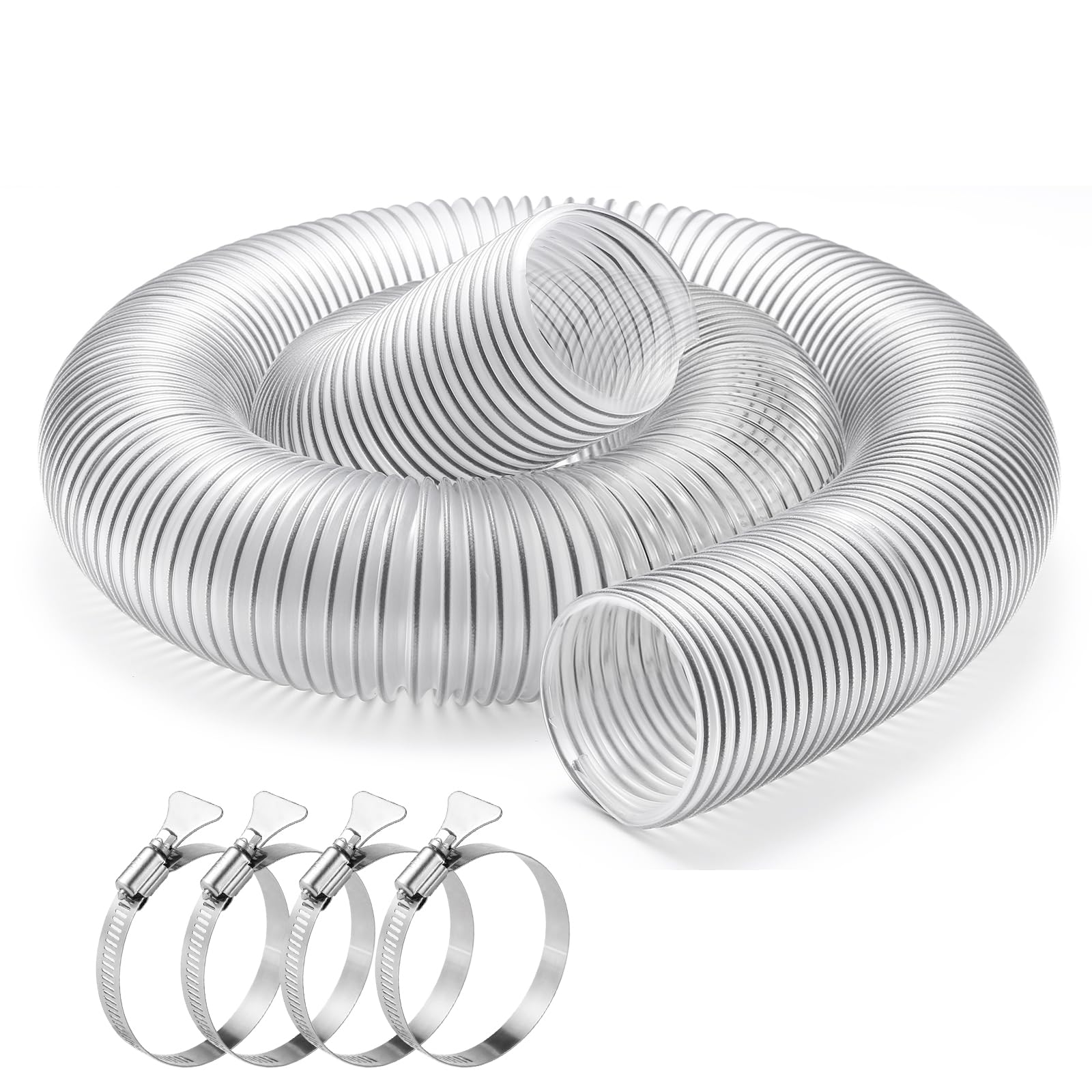 Bayisam clear PVC dust hose shows transparent tubing for easy clog checks.