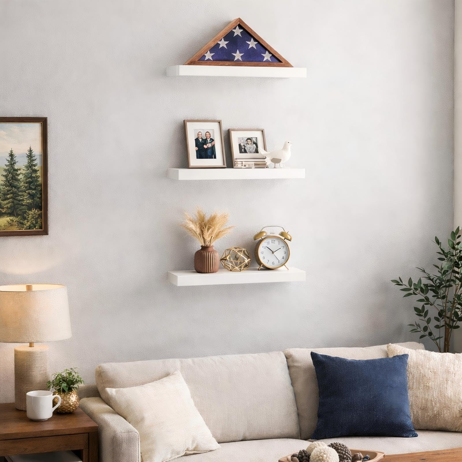 BAYKA 15.7-inch long shelves provide ample space for books and frames