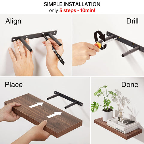 BAYKA versatile wall shelf arrangement at different heights.