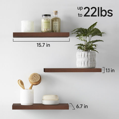 BAYKA set of three wall shelves provides spacious display area.