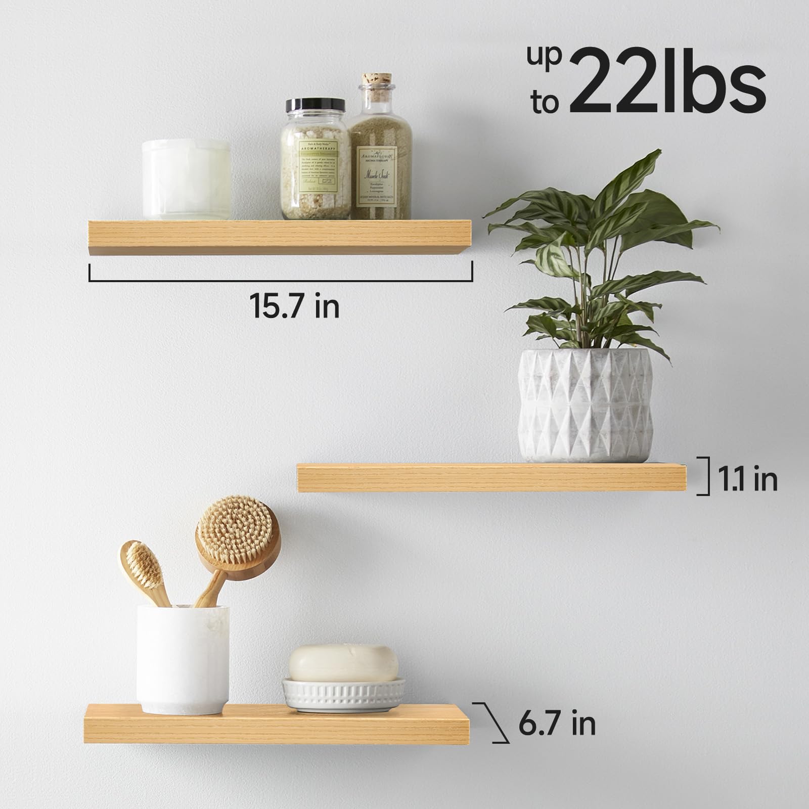 Bathroom storage with Bayka shelves keeps toiletries organized.