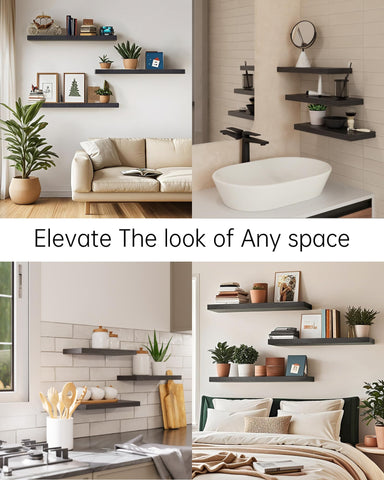 BAYKA floating shelves wall living room arrangement for stylish organization.