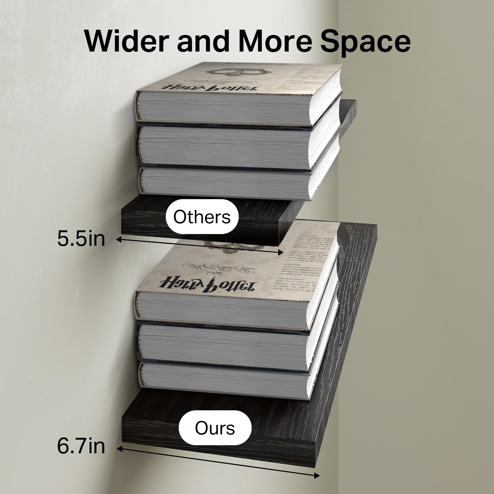 BAYKA floating shelves wall open storage ideal for books, plants, and decor.