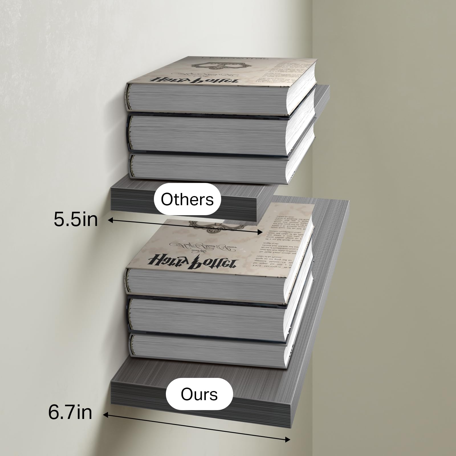 BayKA grey floating shelves in a bedroom decor setup for books and small items