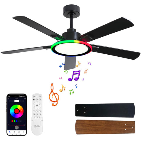 BAYSQUIRREL 52-inch ceiling fan with light—sleek profile and strong airflow.