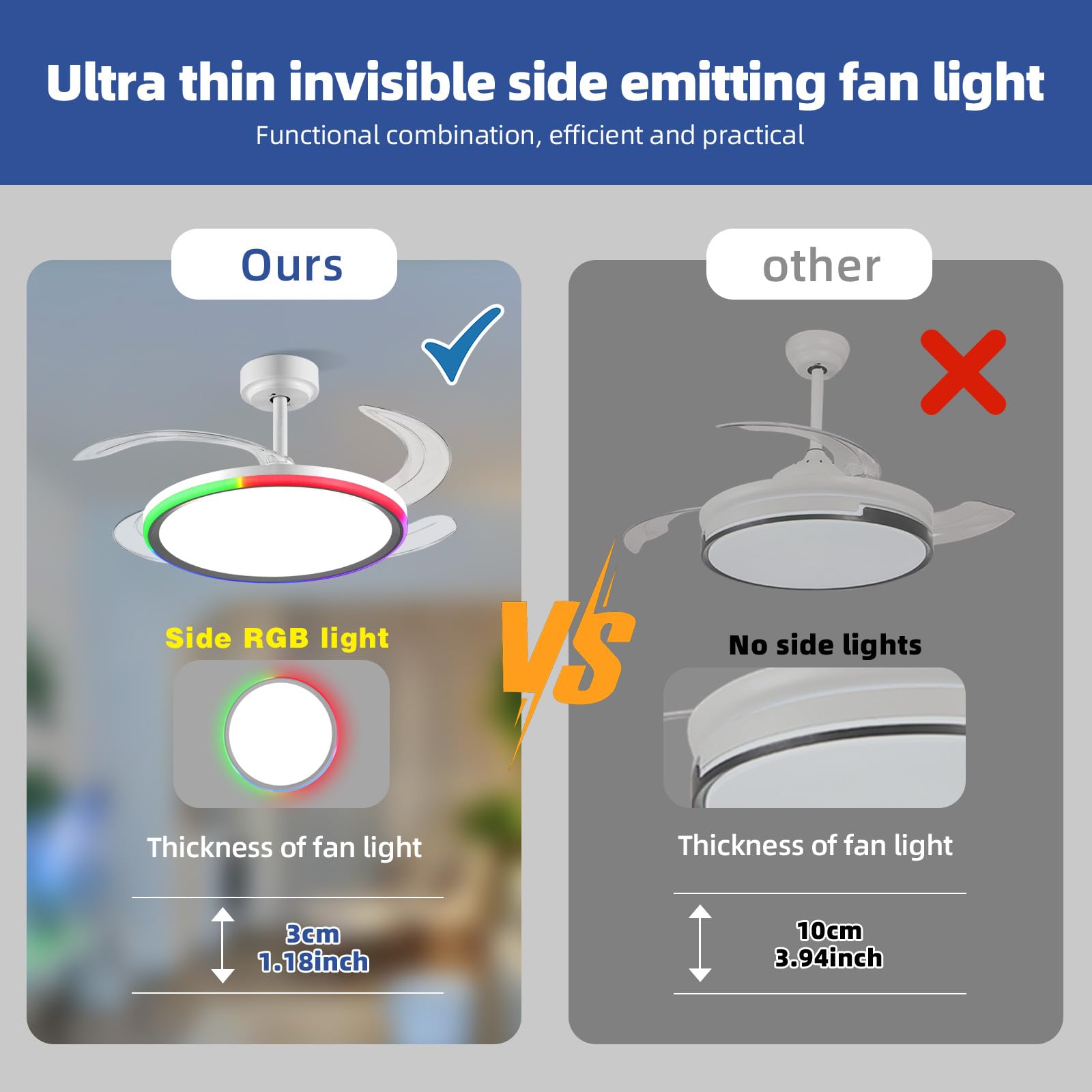 BAYSQUIRREL slim ceiling fan with remote and app for easy control from anywhere.