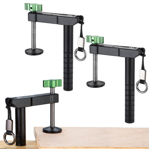 BAYSTMAM bench dog clamp close-up reveals a sturdy aluminum build for durability.
