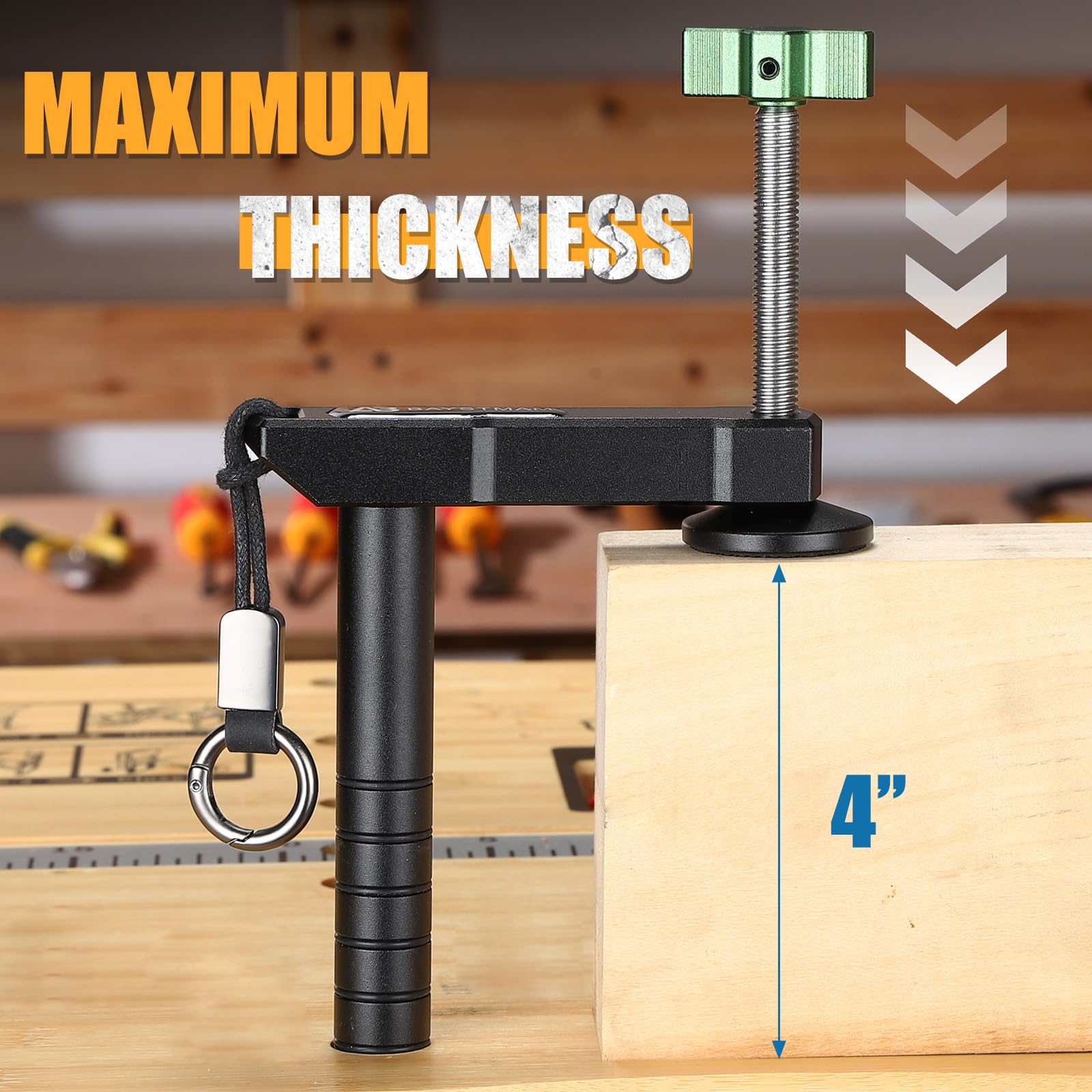 BAYSTMAM bench dog clamp non-slip pattern protects dog holes during clamping.