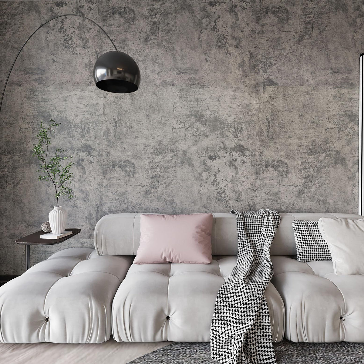BAYYA cement grey wallpaper roll shows rugged texture for durable wall updates.