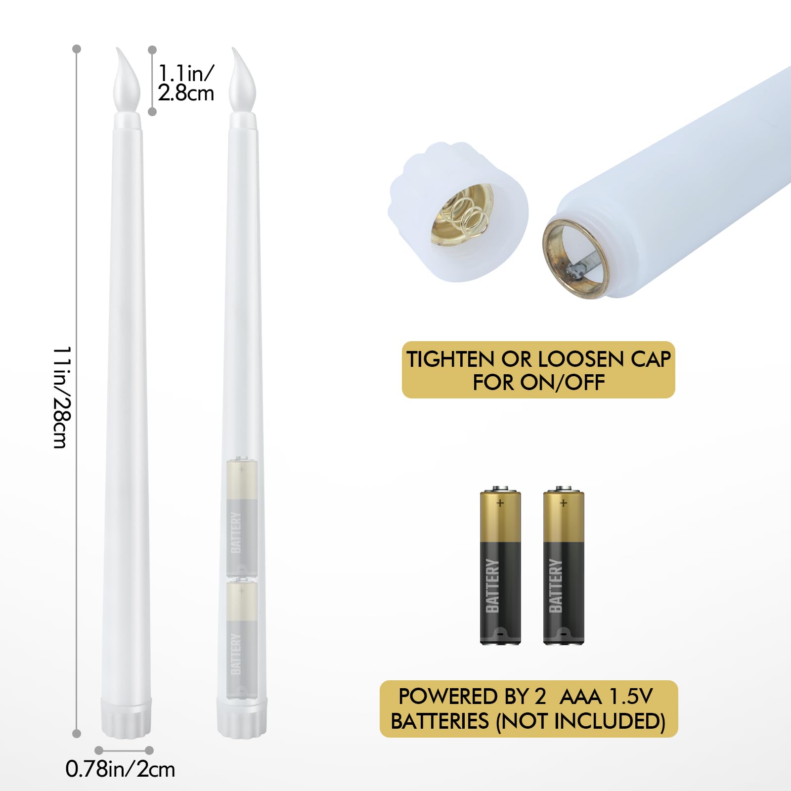 Bazayona LED taper candles warm glow ideal for birthday and holiday decorations