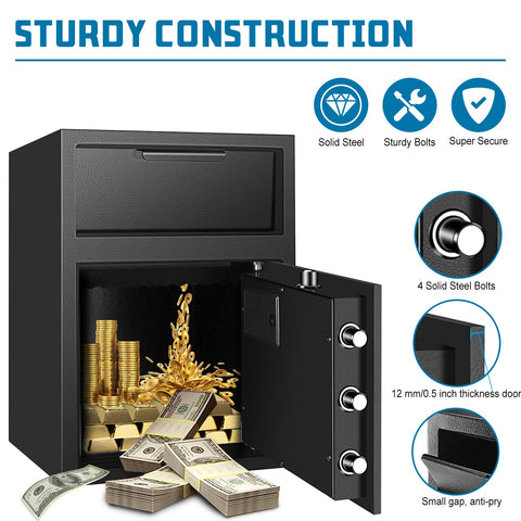 BBRKIN Depository Drop Safe electronic keypad with backup keys enables secure access options.