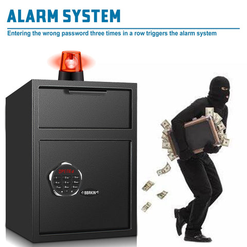 BBRKIN Depository Drop Safe mounting-ready design with pre-drilled holes for wall, floor, or cabinet.