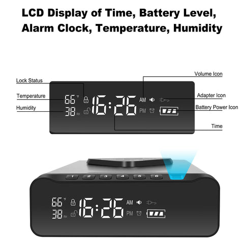 BBKIN wireless charging station on the safe demonstrates convenient device charging.