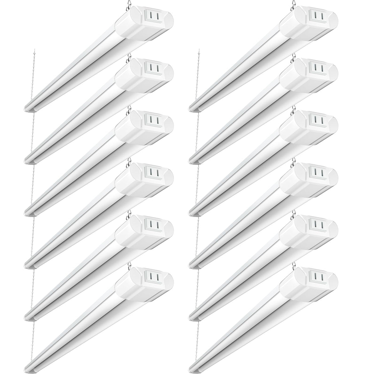BBOUNDER 12-pack LED shop light with reflector illuminating a wide workspace