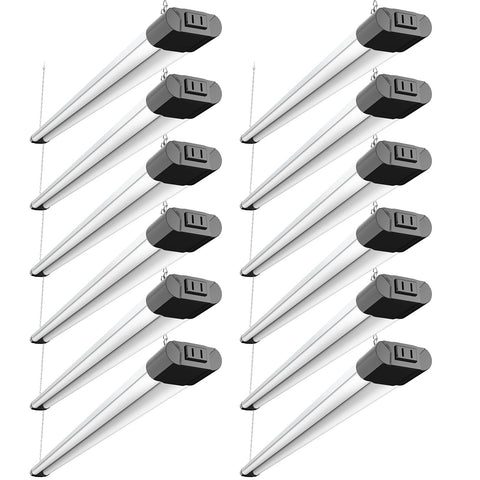 BBOUNDER 12-pack linkable LED shop light with reflector for concentrated garage illumination.