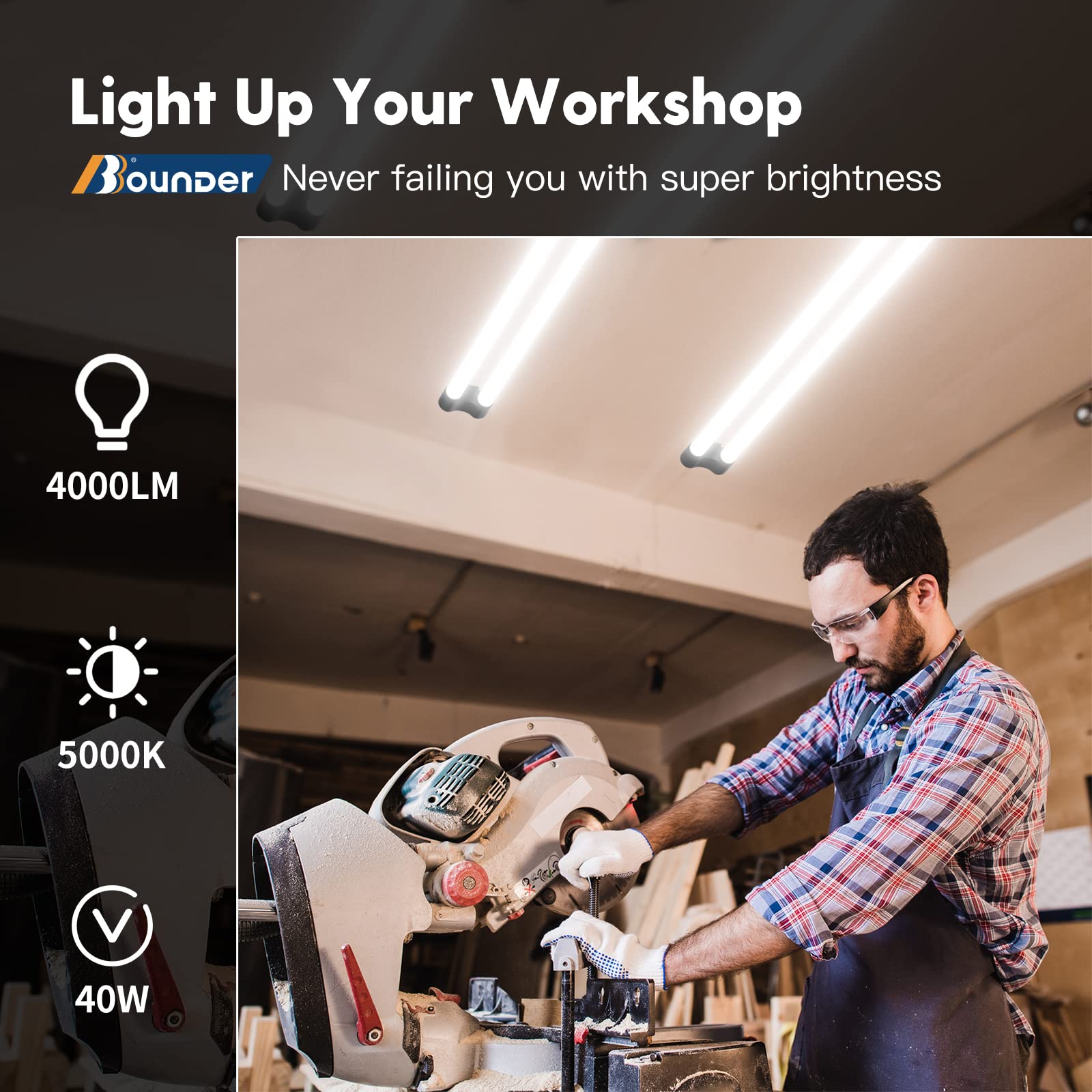 BBOUNDER installation kit included with 4ft shop light for quick setup