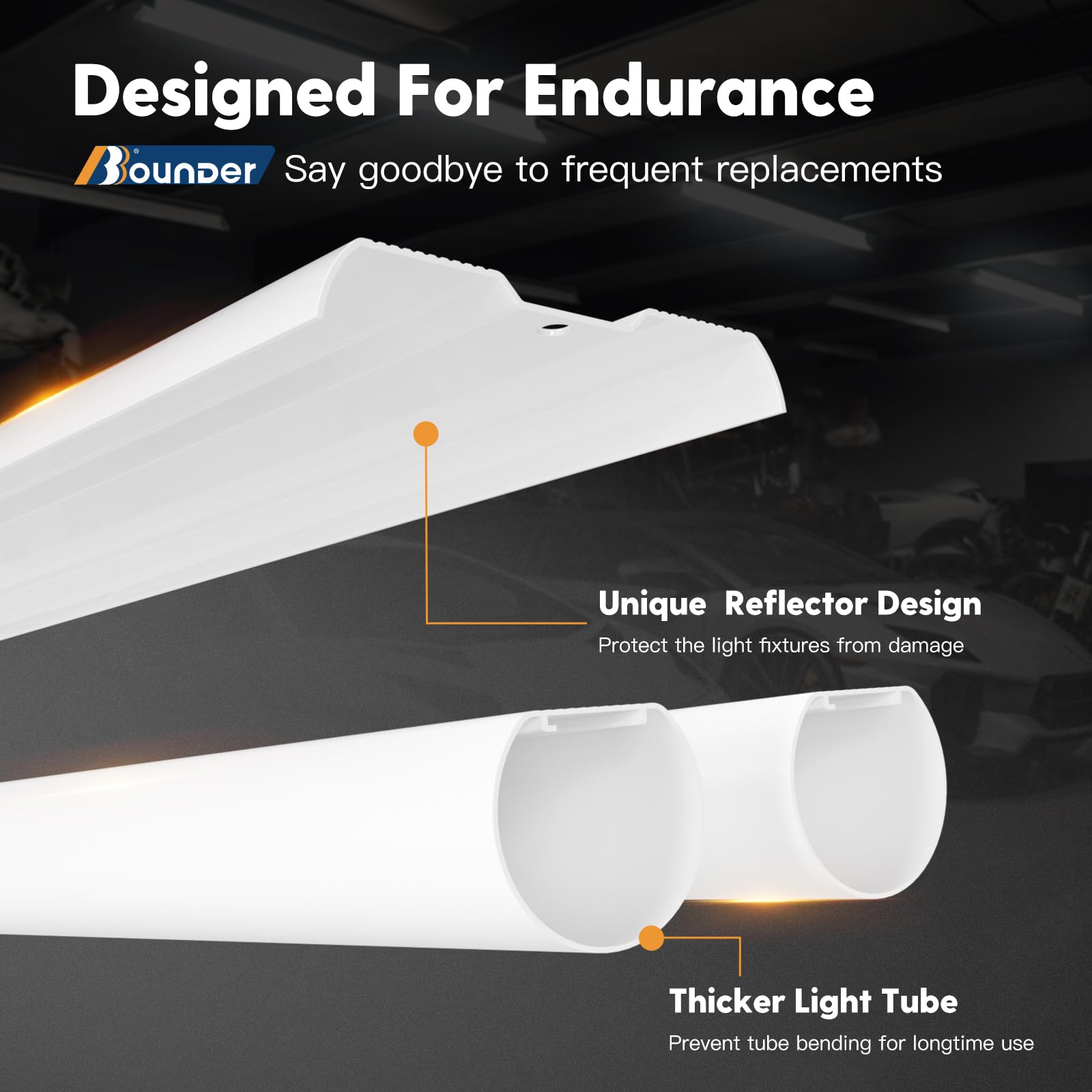 BBOUNDER 4ft LED shop light with easy installation and included hardware.