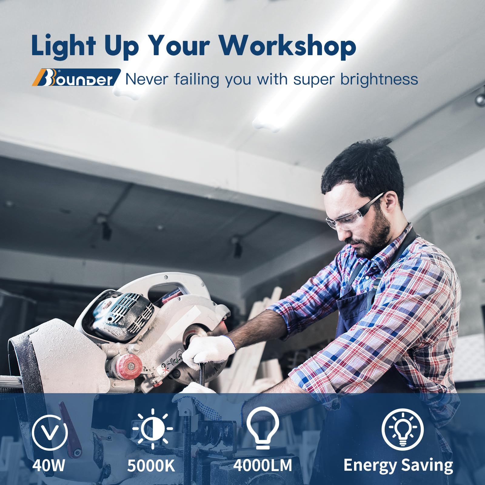 BBOUNDER suspension mount lighting enables flexible positioning for garages and workshops.