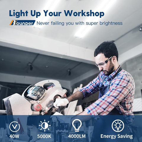 BBOUNDER suspension mount lighting enables flexible positioning for garages and workshops.