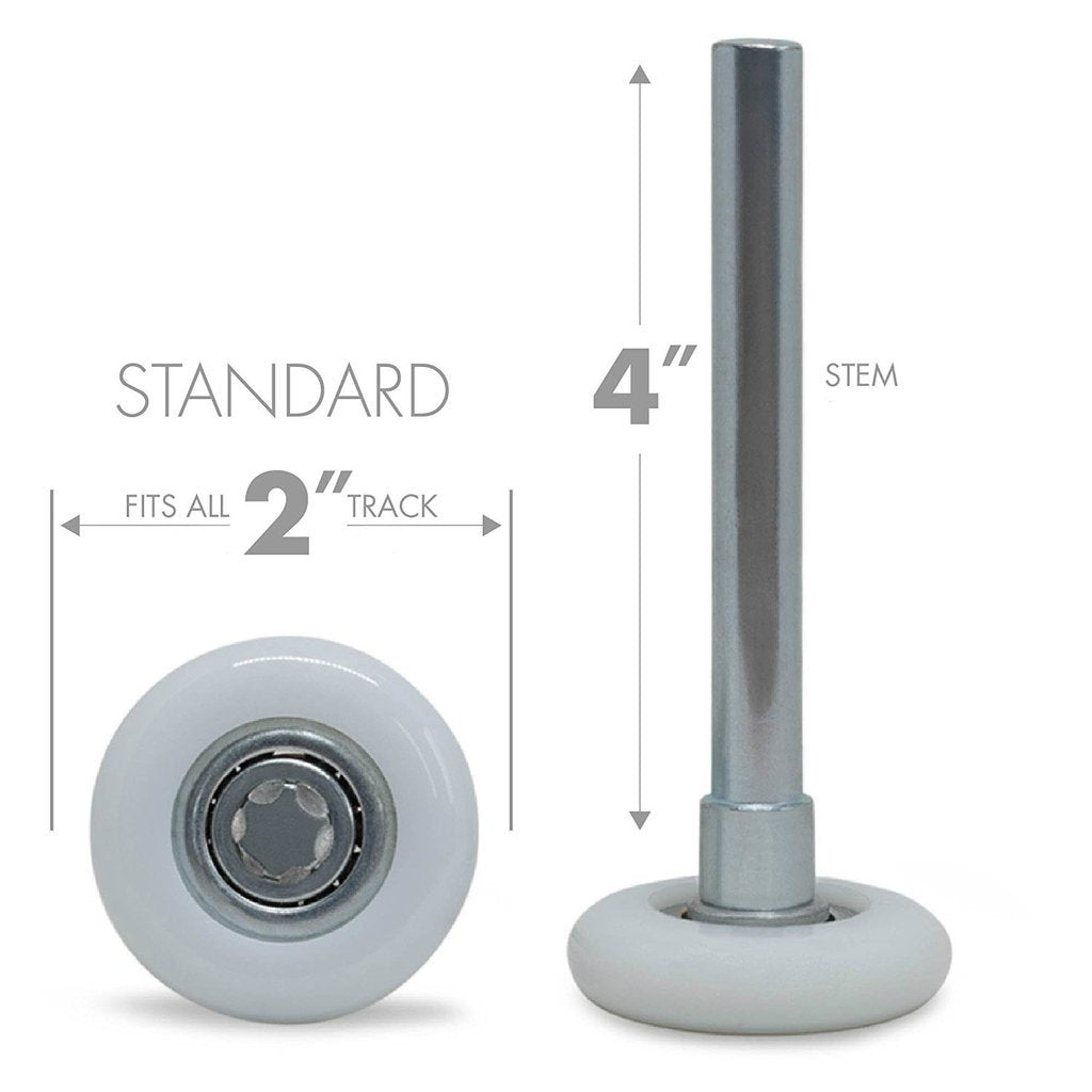Nylon roller by BC Precision reduces friction for quiet doors.