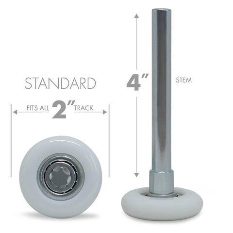 Nylon roller by BC Precision reduces friction for quiet doors.