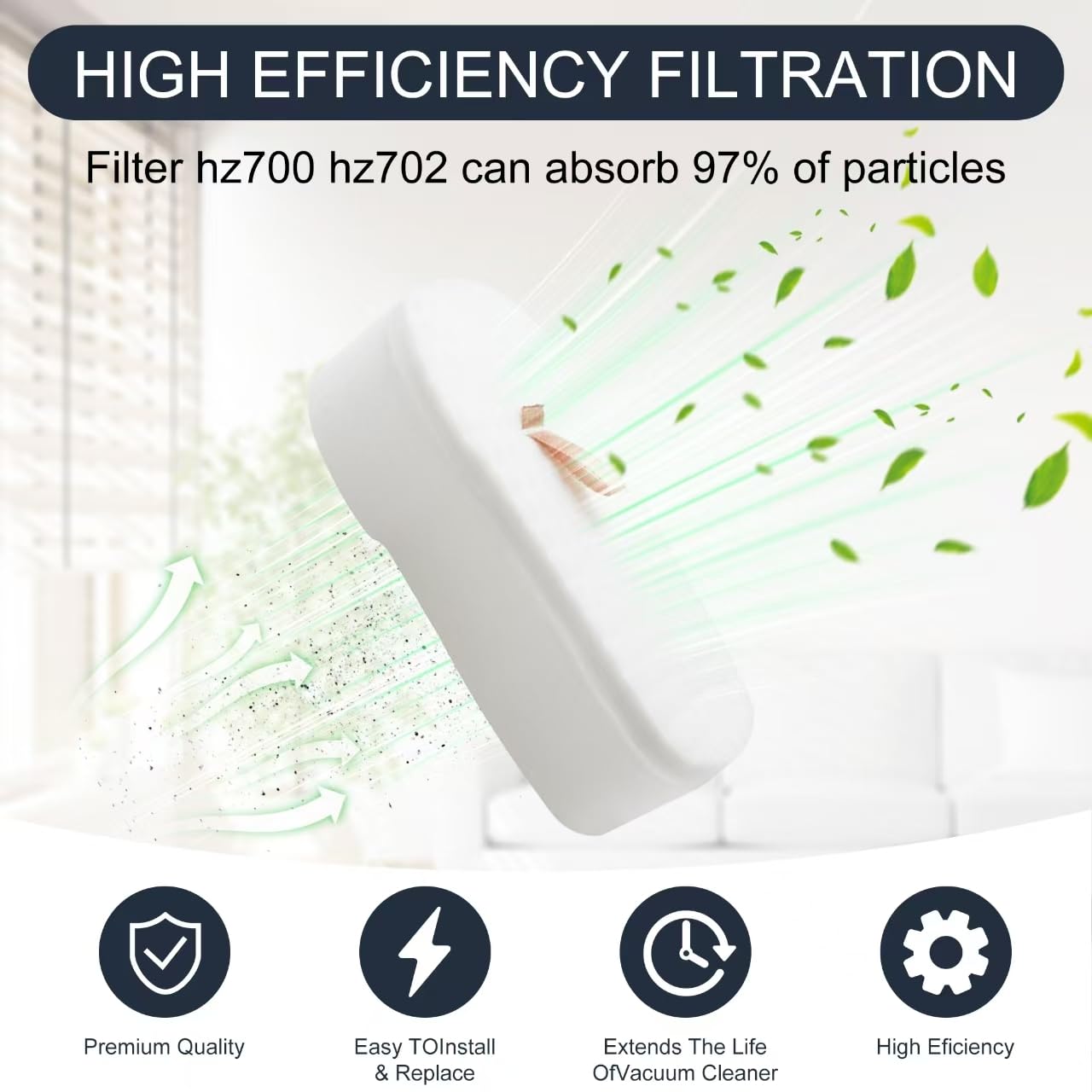 Bciiplxty HZ700 foam filter for Shark PowerFins HairPro traps debris while preserving airflow