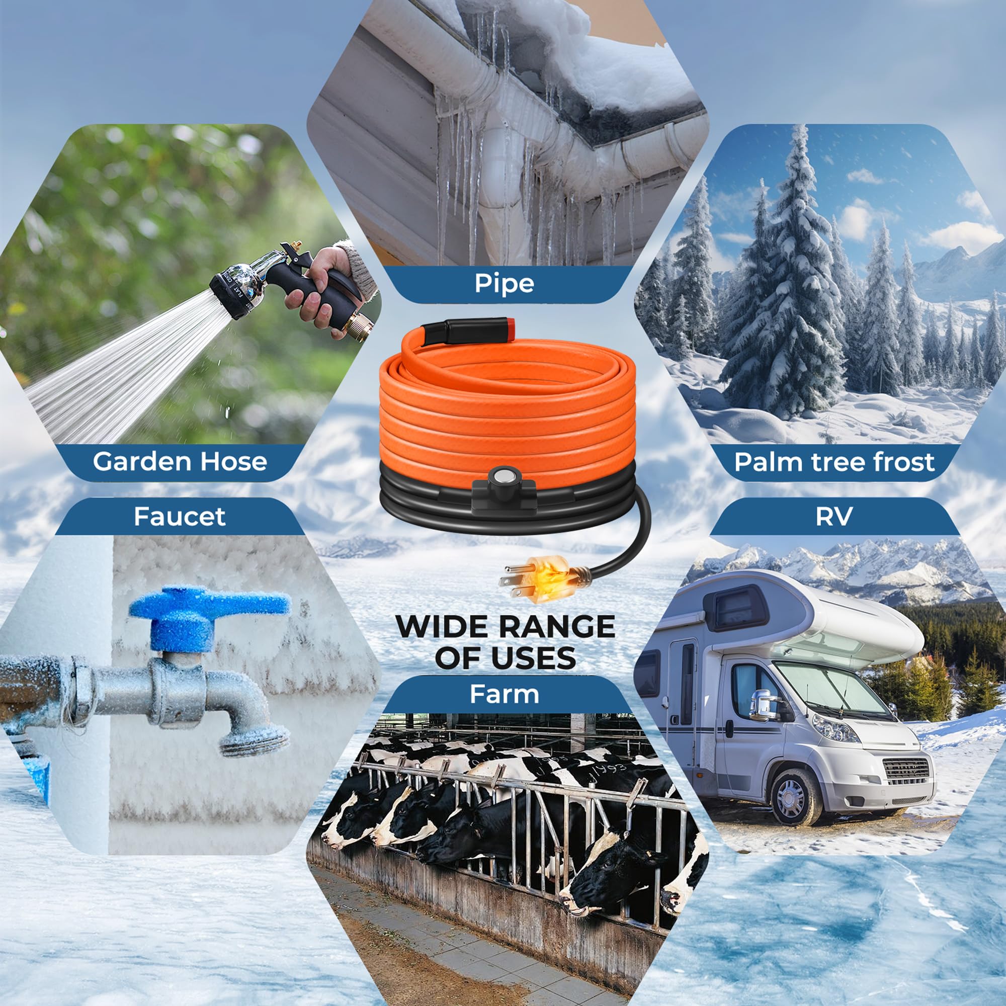 BDDFOTO keeps drinking water and garden hoses from freezing in cold conditions.