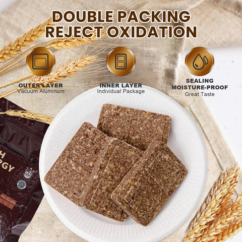 BDH chocolate survival bars in individual foil packs for quick, on-the-go meals.