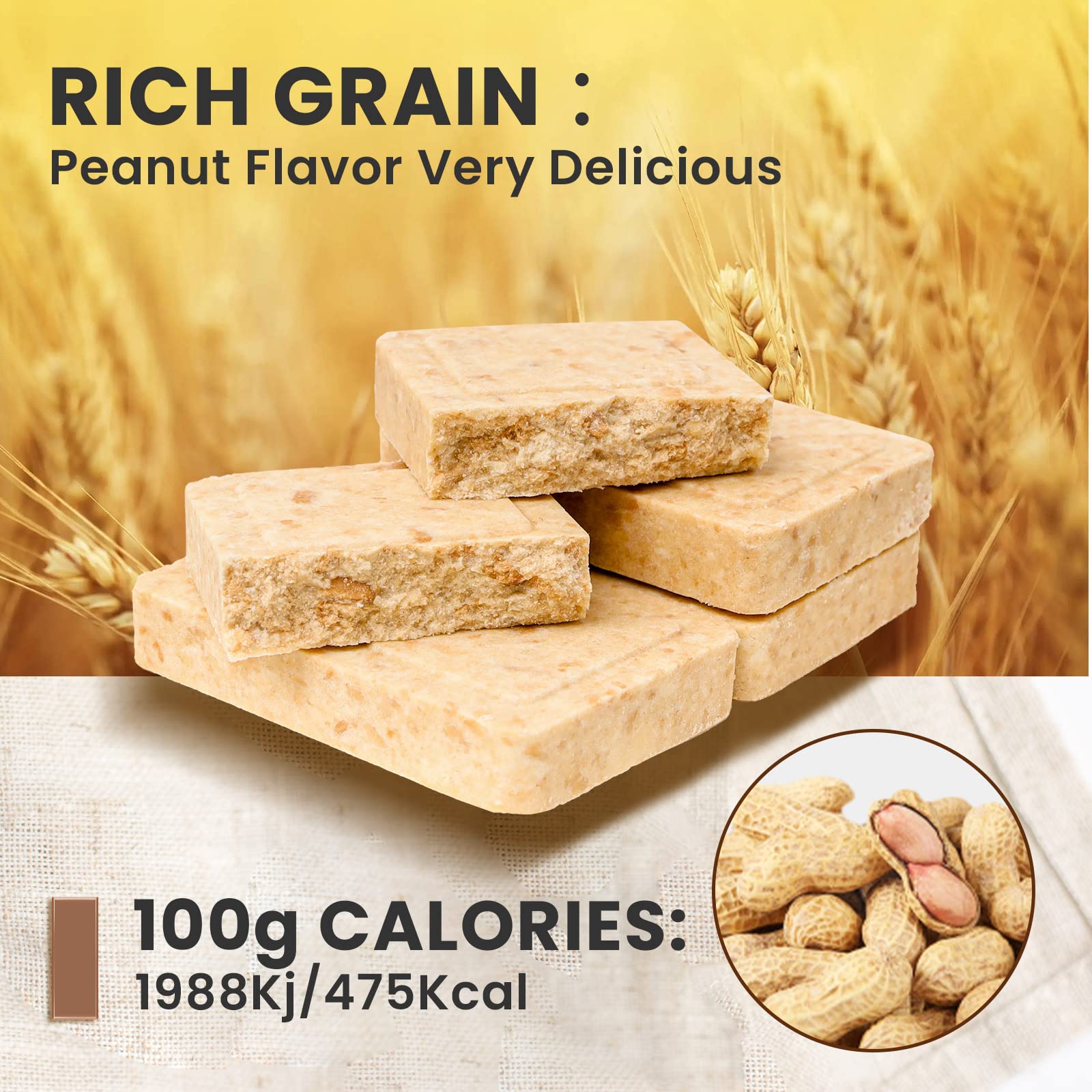 BDH emergency bars peanut foil packaging highlights long shelf life