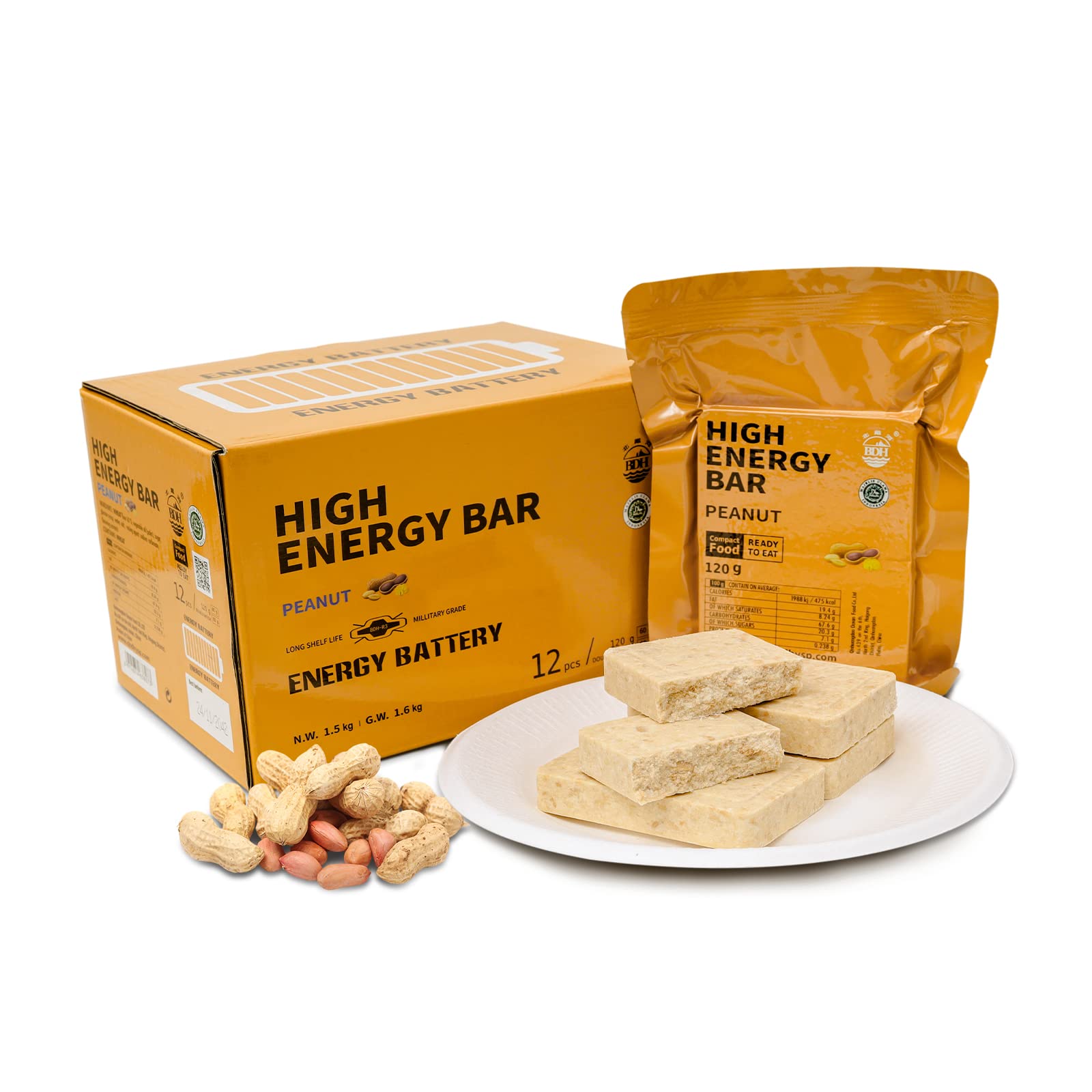 BDH emergency bars peanut pack front view for compact outdoor energy