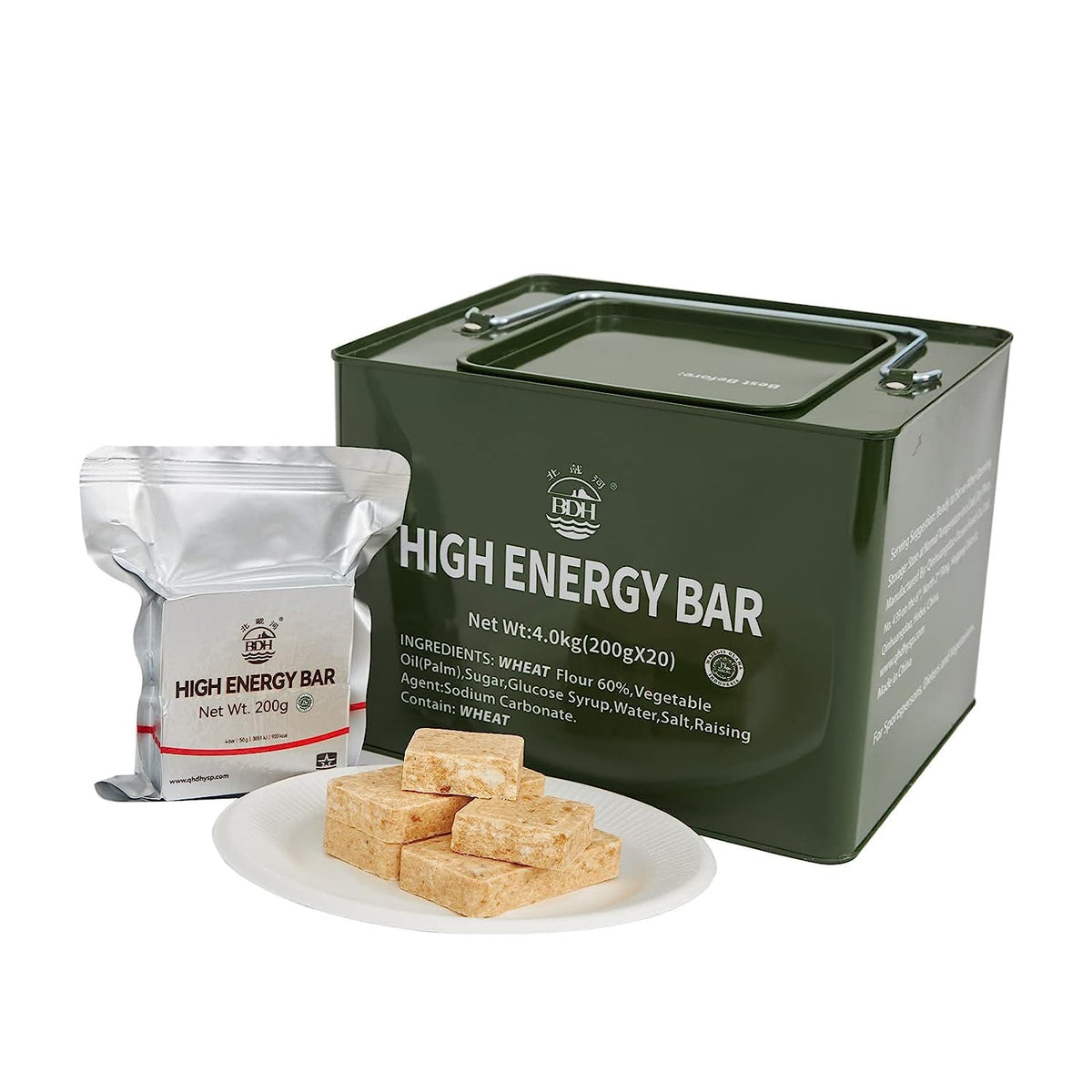 BDH emergency rations tin box containing 20 bars for long-term outdoor energy.