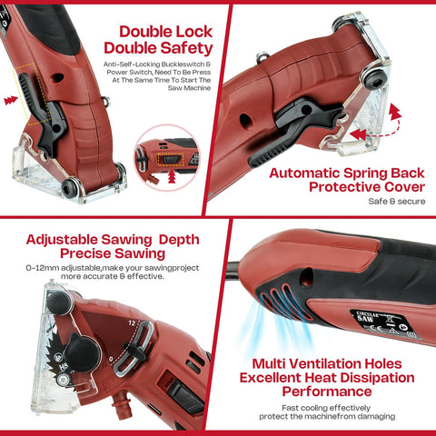 BDJHMP dust-poof system with protector holes captures dust during cuts.