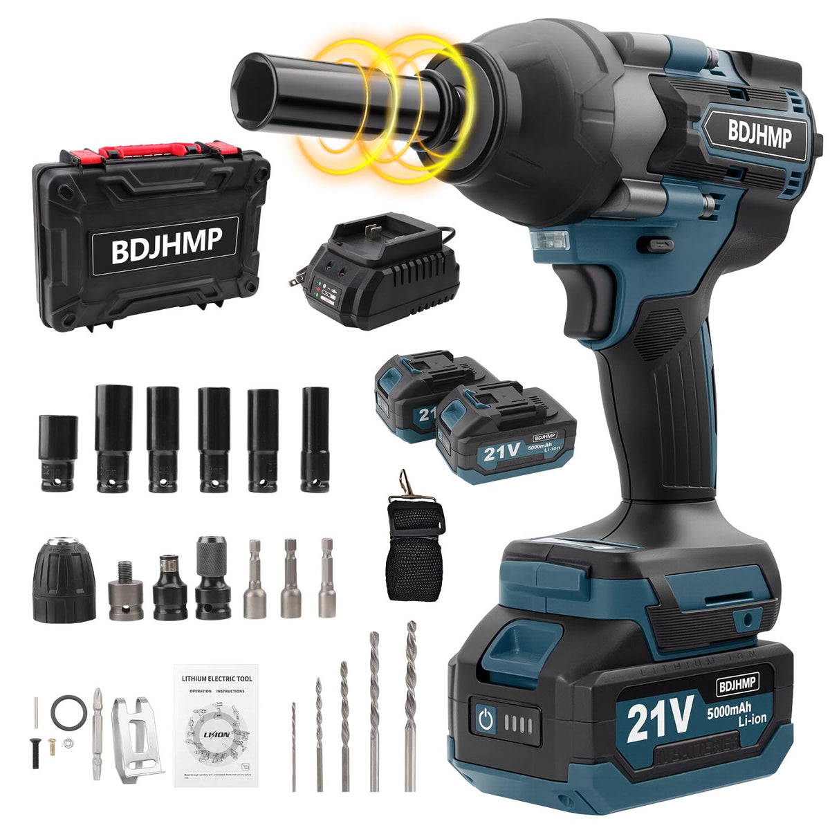 BDJHMP cordless impact wrench delivering 1500 Nm torque for heavy-duty jobs.